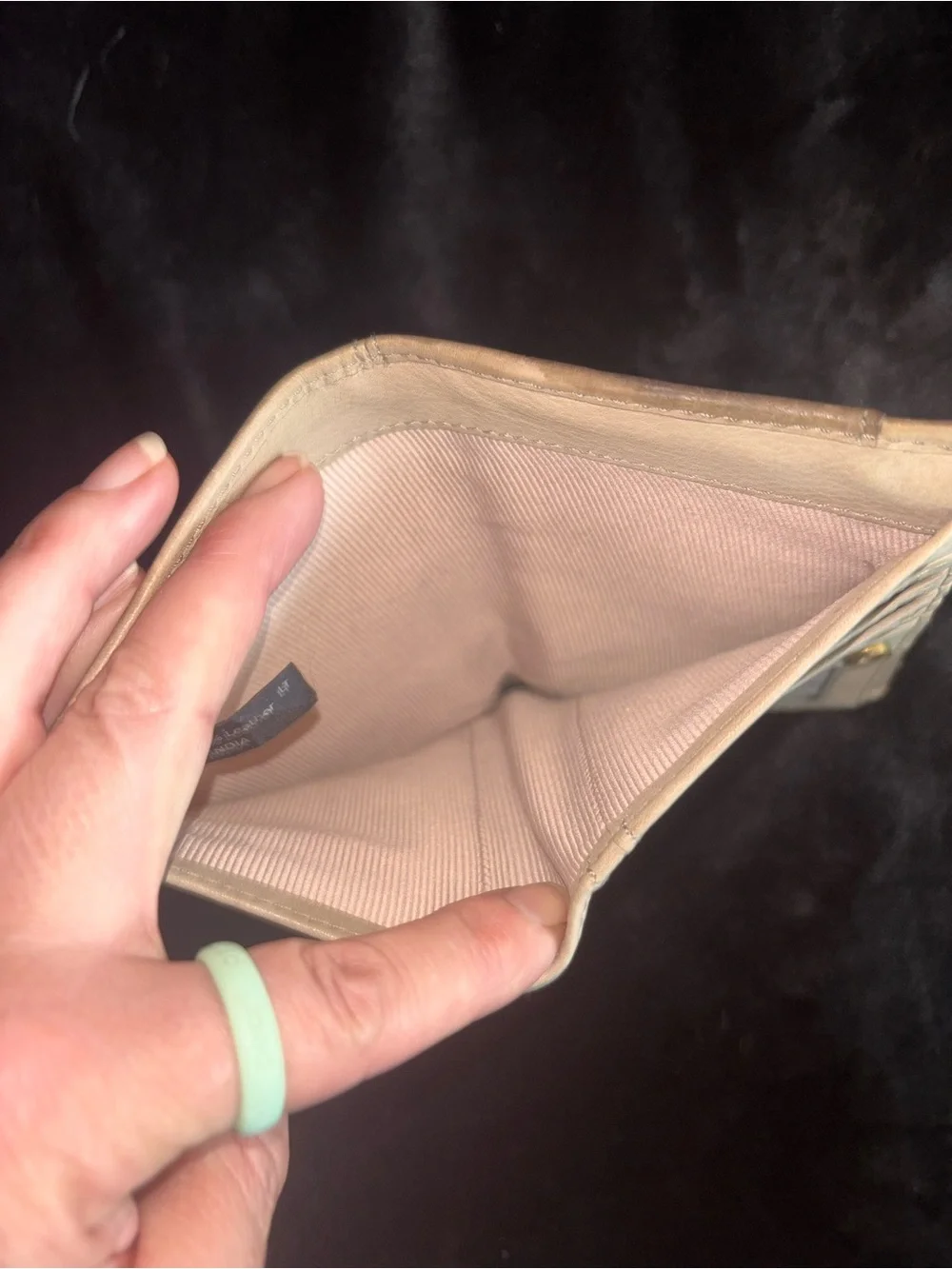 Margot New York Leather Wristlet Wallet Taupe Zip Around Clutch Organizer